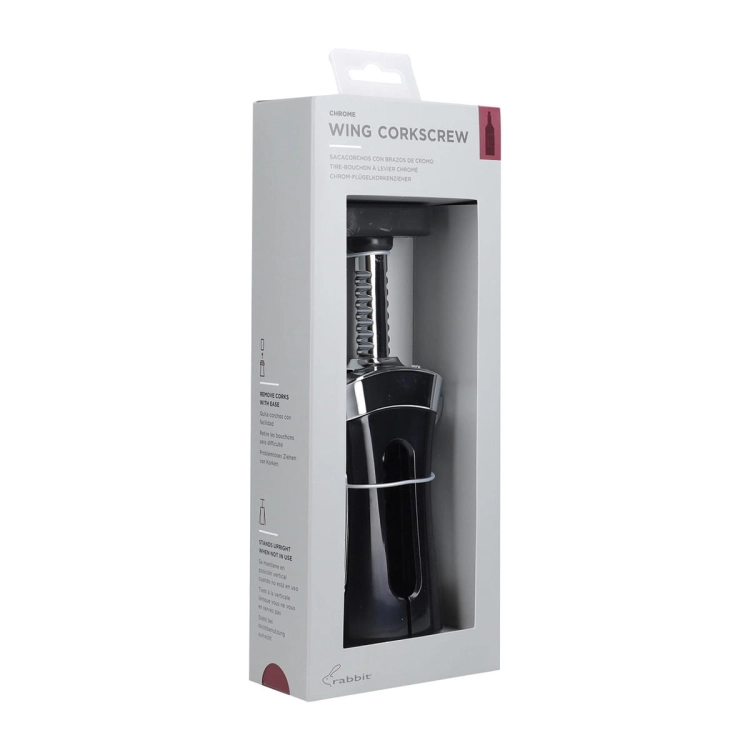 Korkociąg do wina, tradycyjny skrzydełkowy, w eleganckim pudełku. Rabbit KCW4043N