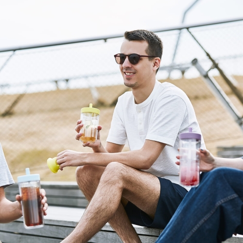 Butelka na wodę, kubek z ustnikiem TO GO 0,48 l fioletowa / Kinto 20074