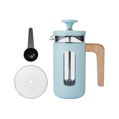 Kawiarka French press z miarką i zapasowym sitkiem do tłoka - kolor sky blue  - kolekcja PISA - pojemność 350 ml - marka La Cafetiere