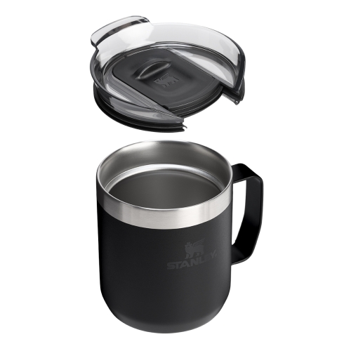 Stalowy kubek termiczny Stanley Camp Mug z wygodną rączką i pokrywką, na kemping, wycieczkę lub do pracy