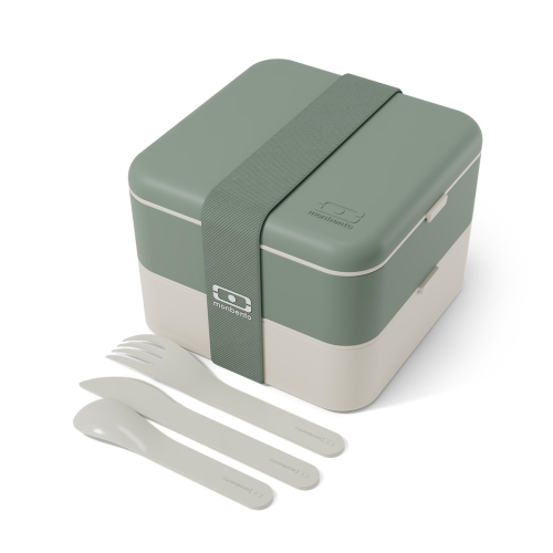 Monbento lunchbox ze sztućcami Flex 1L Natural Green