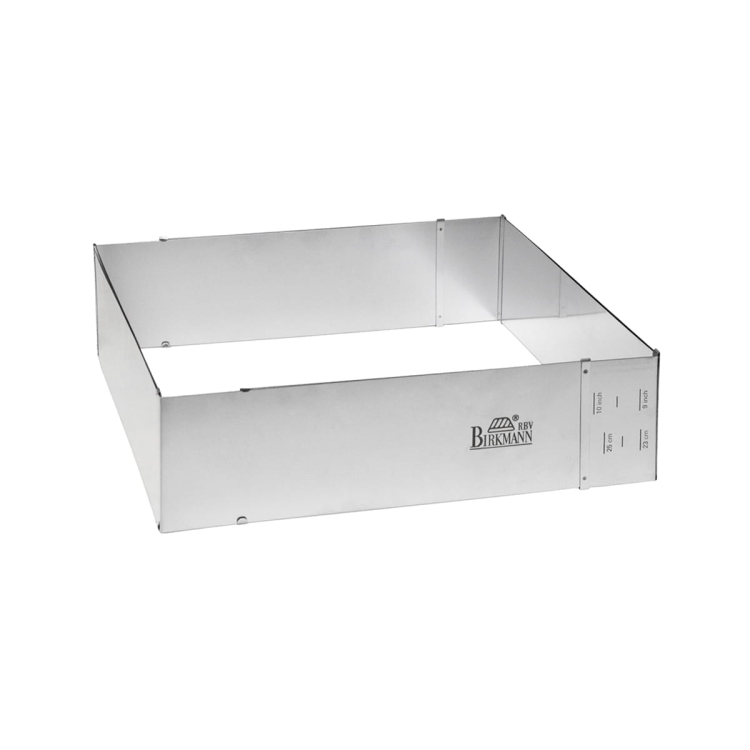 Rant cukierniczy prostokątny ze stali nierdzewnej - regulowany max 43x48 cm / Birkmann