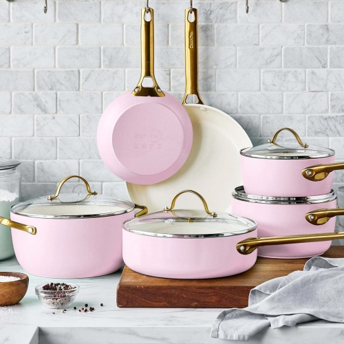 Zestaw garnków i patelni PADOVA z ceramiczną powłoką Pink - 10 elementów / GreenPan