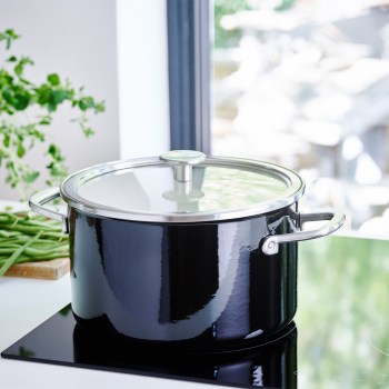 Garnek emaliowany z pokrywką 6L - czarny / KitchenAid